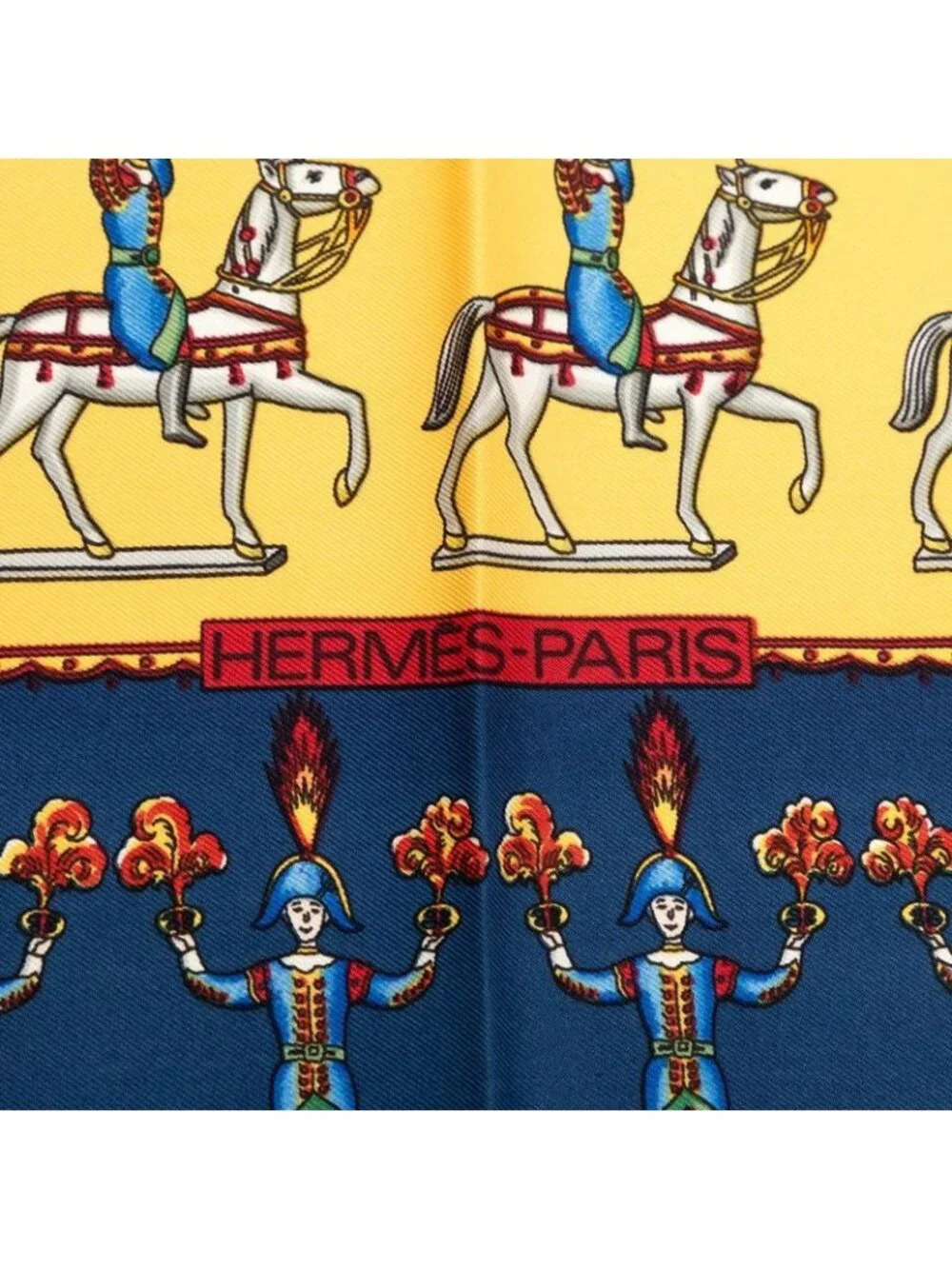 Hermes Carre 90 les Artificiers Fireworks Artist Scarf Blue Yellow Multicolor - Picture 7 of 9